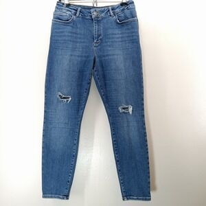 All Saints Miller Distressed‎ Stretch Denim Ankle Jeans • Women's Large